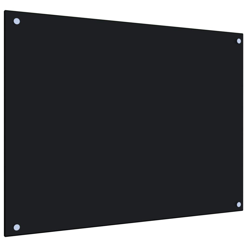 vidaXL Kitchen Backsplash Black 80x60cm Tempered Glass Kitchen Wall Panel