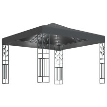 vidaXL Gazebo with LED String Lights 3x3 m Anthracite Outdoor Pavilion Sunshade