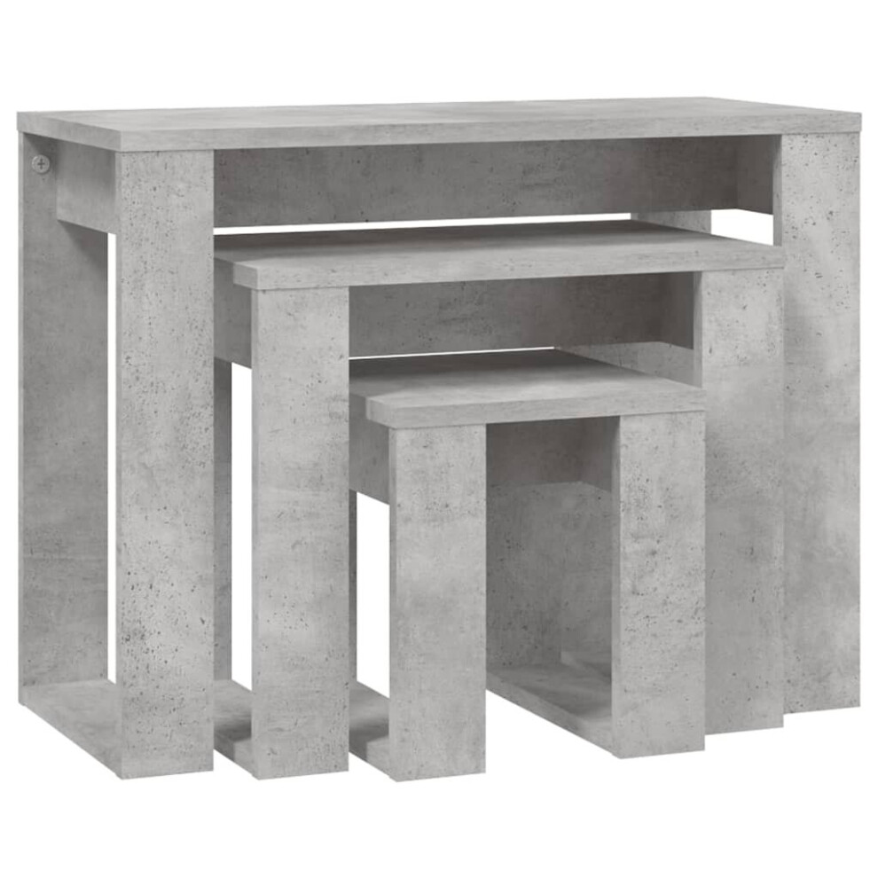 vidaXL 3x Nesting Tables Concrete Grey Engineered Wood End Nest of Table Set