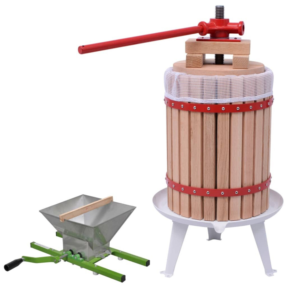 vidaXL Fruit & Wine Press and Crusher Set 2 Piece Juice Maker Cloth Bag 18L