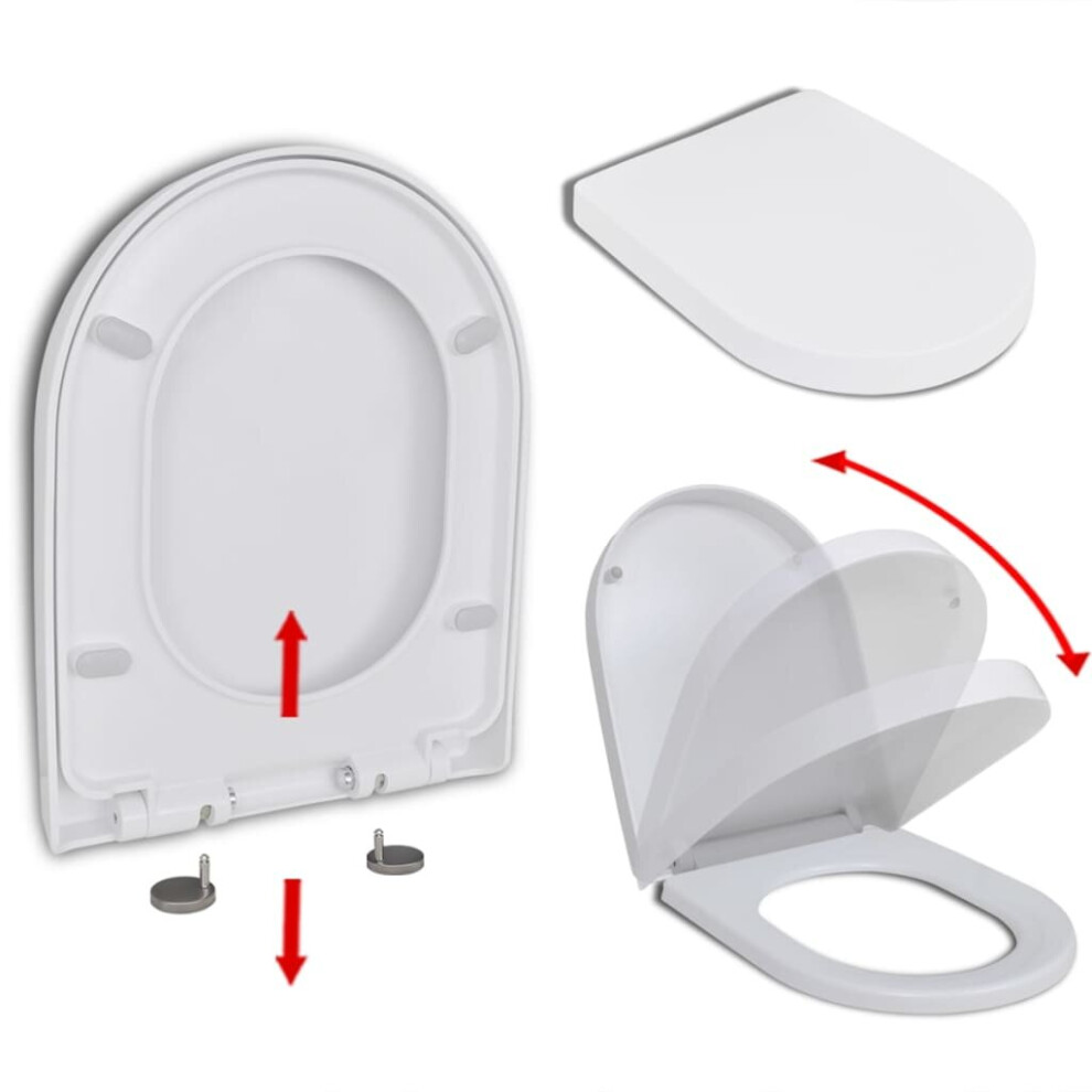 vidaXL Soft-close Toilet Seat with Quick-release Design White Square Bathroom