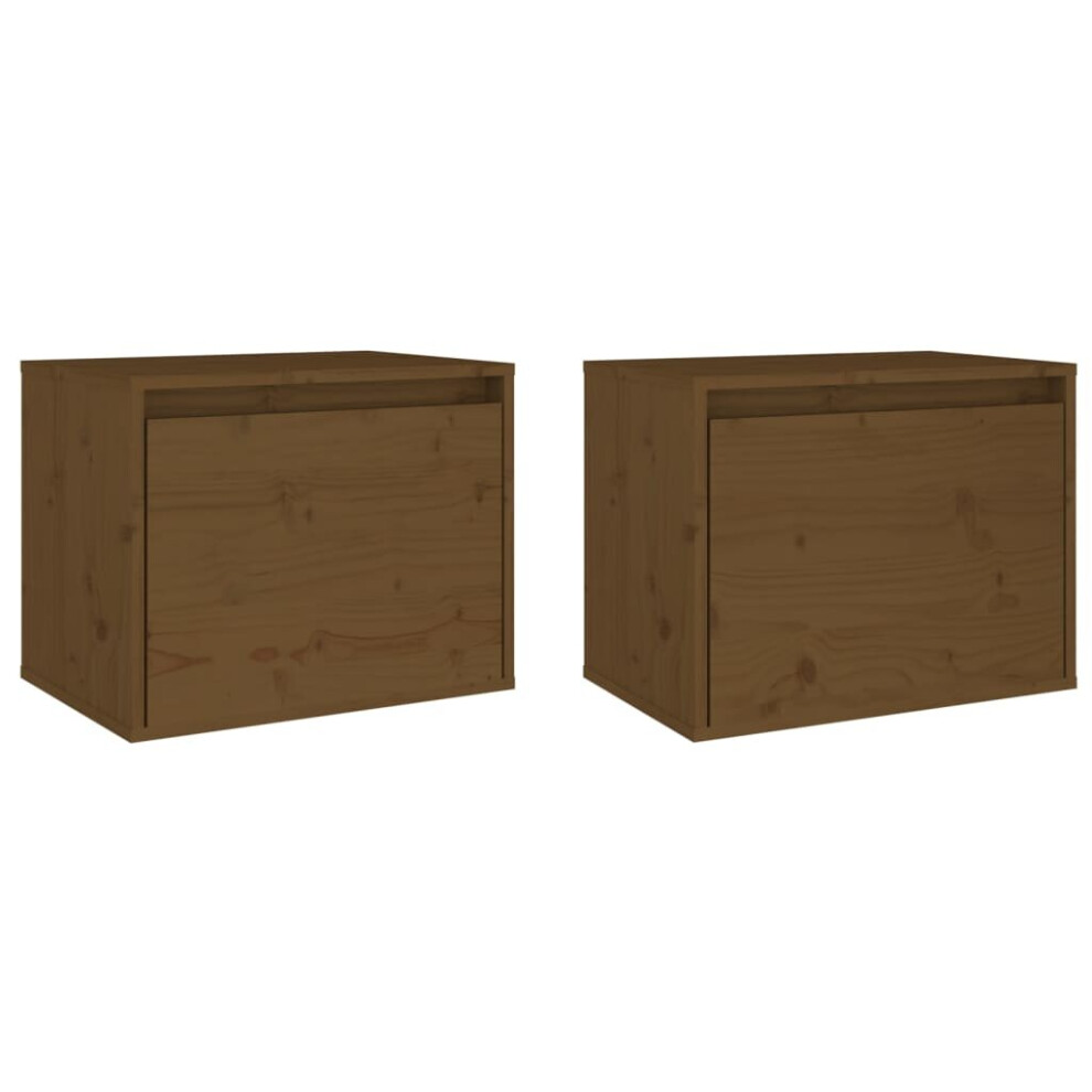 Vidaxl (Honey Brown, 2) Wall Cabinet Hanging Storage Cabinet Wall Cupboard Solid Wood Pine