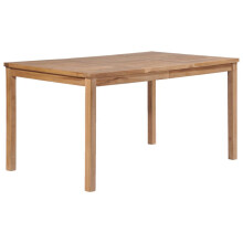 vidaXL Solid Teak Wood Garden Table 150 cm - Weatherproof Indoor/Outdoor Dining Table, 150x90x77 cm, 3 cm Thick Top, 5x5 cm Legs