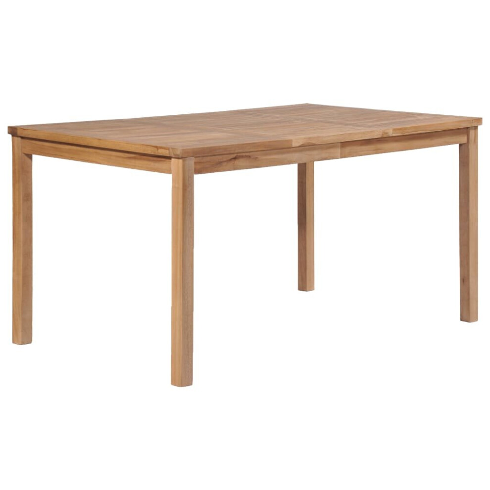 vidaXL Solid Teak Wood Garden Table 150 cm - Weatherproof Indoor/Outdoor Dining Table, 150x90x77 cm, 3 cm Thick Top, 5x5 cm Legs