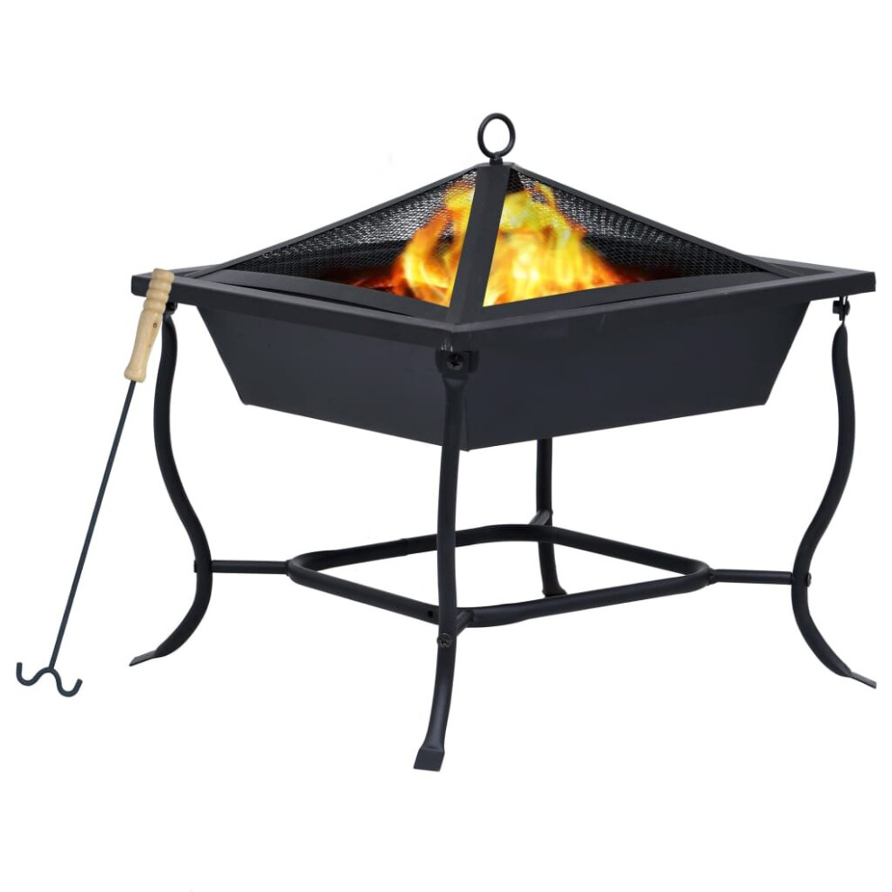 vidaXL Fire Pit Black 42x42x45 cm Steel Garden Burning Pit Bowl Patio Fireplace