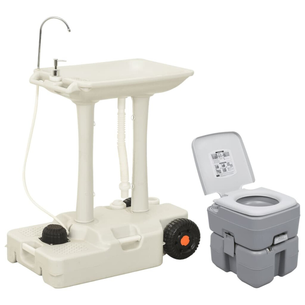 vidaXL Portable Camping Toilet and Handwash Stand Set Mobile Toilet Water Tank