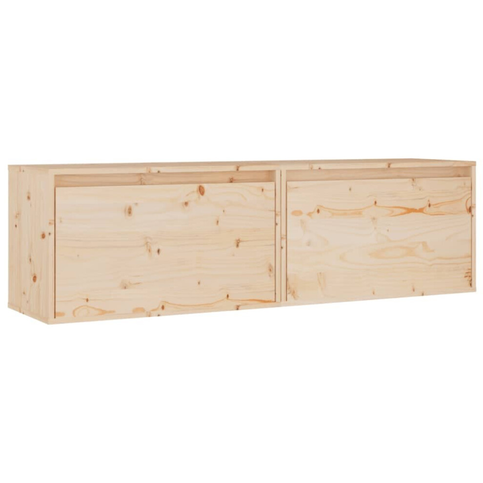 New Vidaxl (, 2) Wall Cabinet Hanging Storage Cabinet Wall Cupboard Solid Wood Pine Brown 813446