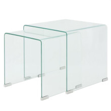 vidaXL Two Piece Nesting Table Set Side Coffee End Table Tempered Glass Clear