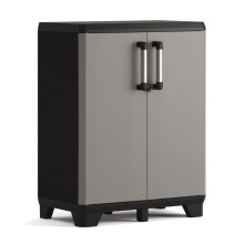 (low storage cabinet) Keter Storage Cabinet Pro Black and Grey Balcony Shelving Unit Storage Shelf