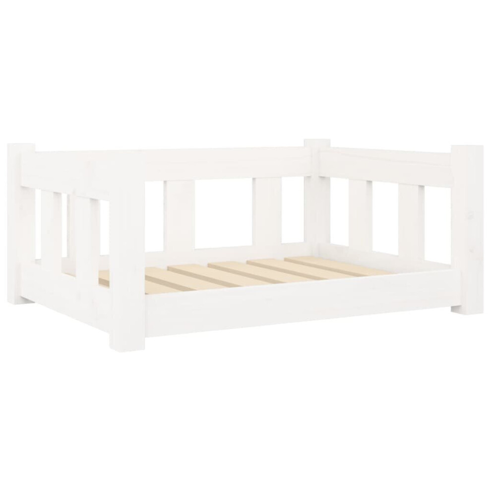Vidaxl (White) Dog Bed Wooden Pet Bed Dog Sofa Puppy Dog Pet Couch Solid Wood Pine