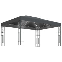 vidaXL Gazebo with LED String Lights 3x4 m Anthracite Fabric Outdoor Sunshade
