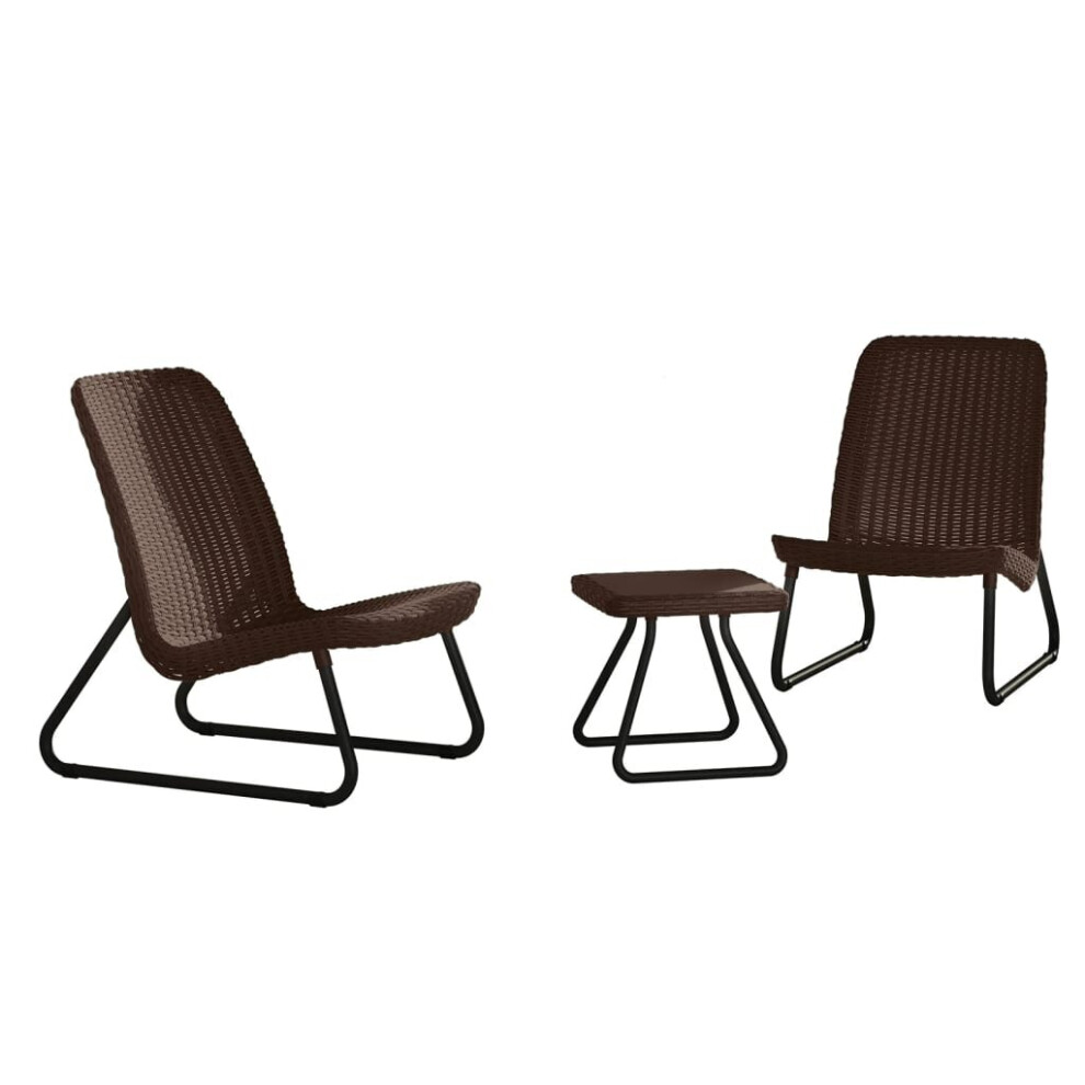 Keter Patio Furniture Set 3 Pieces Rio Cappuccino Outdoor Table Chairs 218157