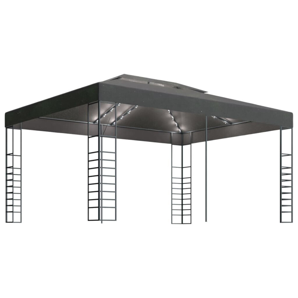 Vidaxl Gazebo With Led String Lights 3X4m Outdoor Pavilion Sunshade Anthracite
