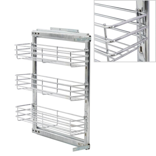 VidaXL vidaXL 3-Tier Pull-out Kitchen Wire Basket Silver Storage Basket with shelves