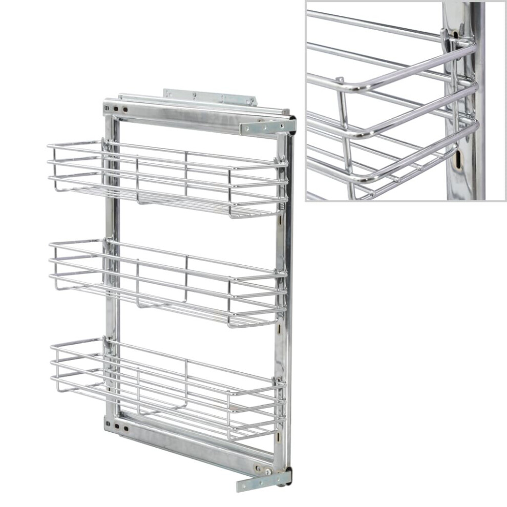 vidaXL 3-Tier Pull-out Kitchen Wire Basket Silver Storage Basket with shelves