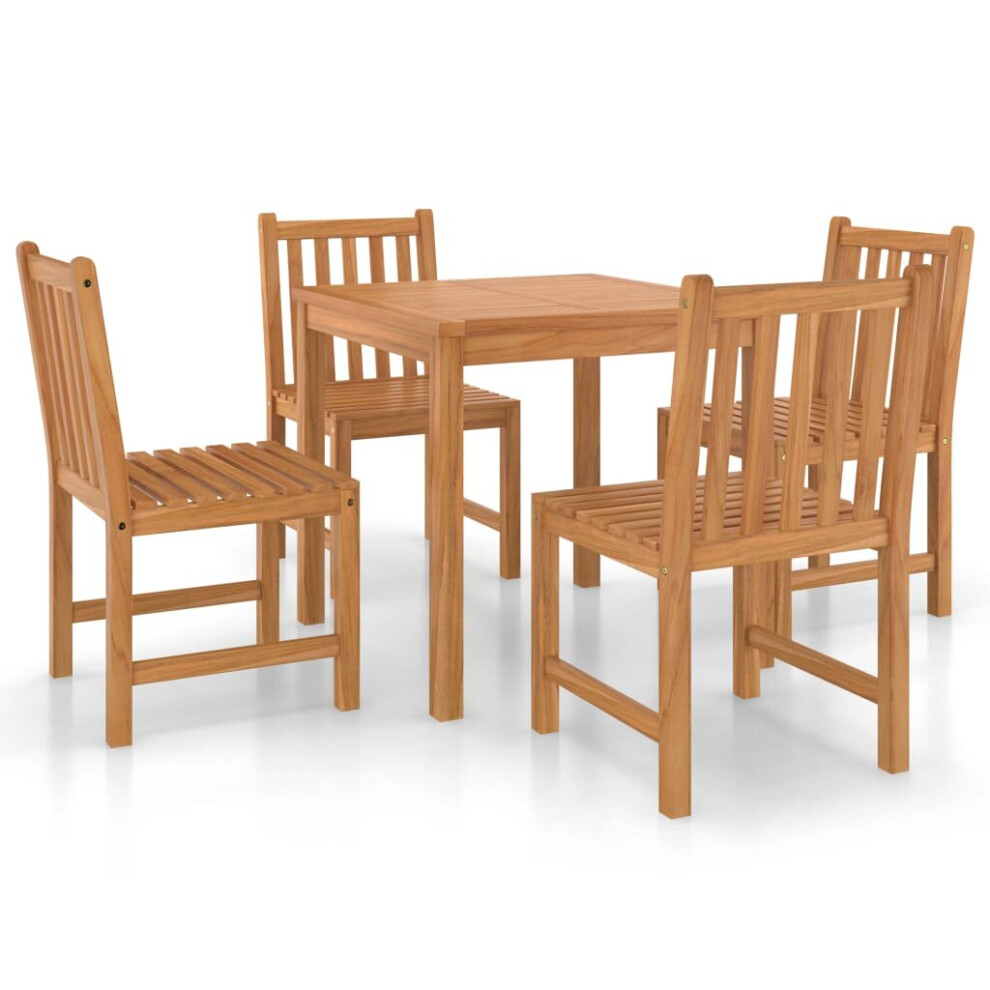 vidaXL Solid Teak Wood Garden Dining Set 5 Piece Outdoor Table and Chairs