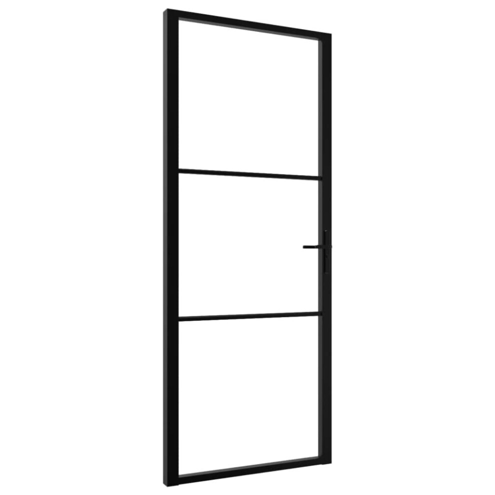 vidaXL Interior Door Barn Door Sliding Door ESG Glass and Aluminium Black