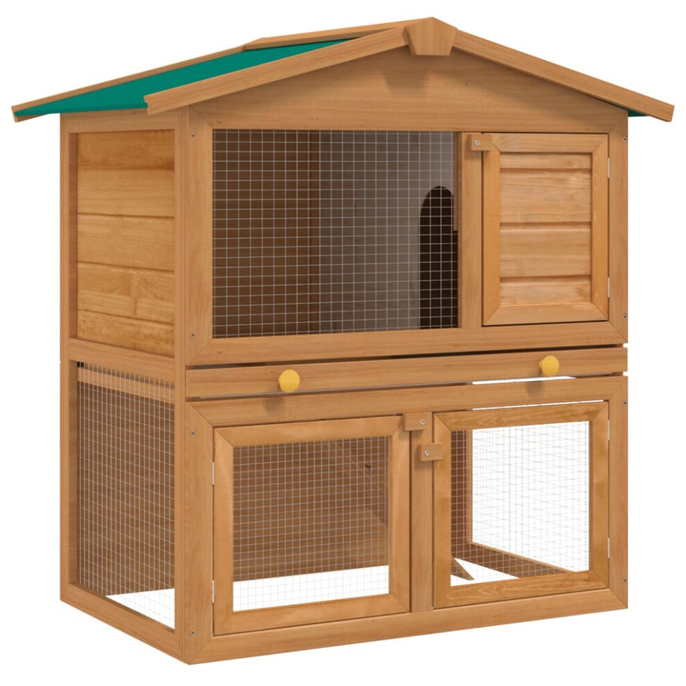 vidaXL Outdoor Rabbit Hutch Small Animal House Pet Cage 3 Doors Wood Habitat