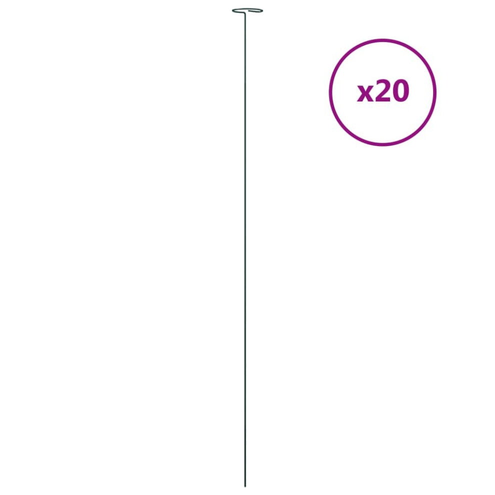 Vidaxl 20X Garden Plant Stakes, Dark Green Steel 91 Cm, Flower Support, 6 Cm Ring - 319365