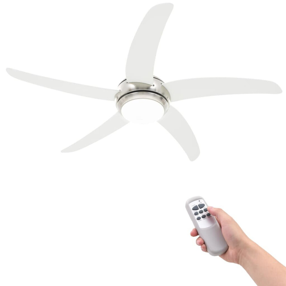 vidaXL Ornate Ceiling Fan with Light 128cm White Remote Control 3 Speed Levels