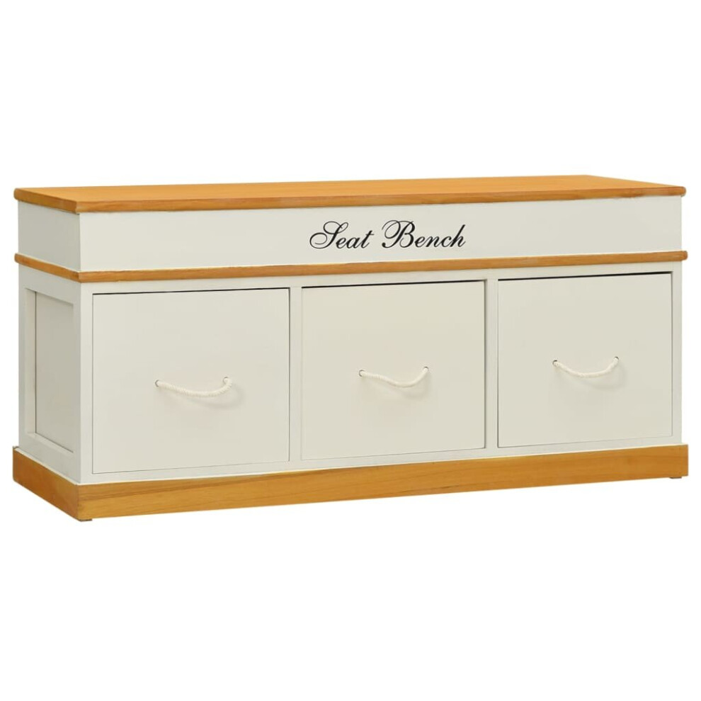 Vidaxl Solid Paulownia Wood Storage Bench 100Cm Entryway Trunk Seat Organiser - Image 2
