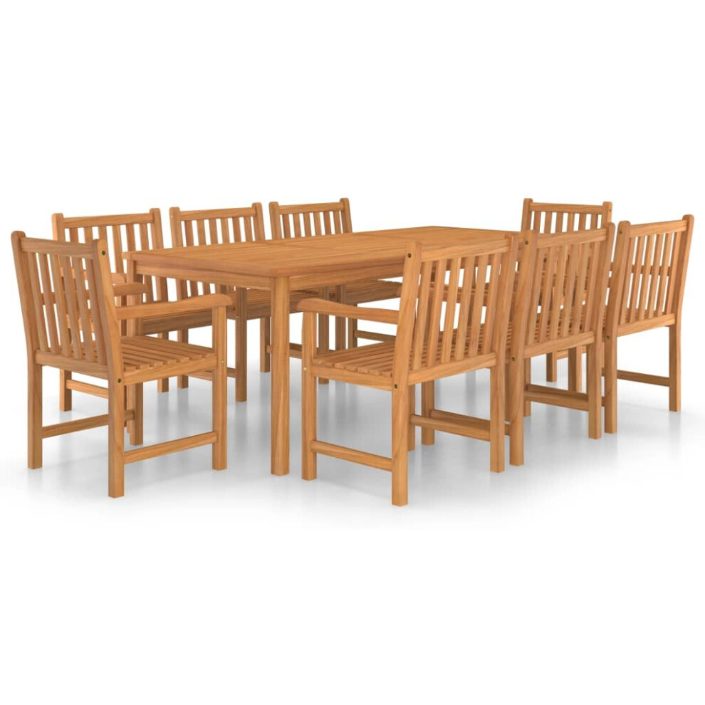 New Vidaxl Solid Teak Wood Garden Dining Set 9 Piece Furniture Table And Chairs 3059948
