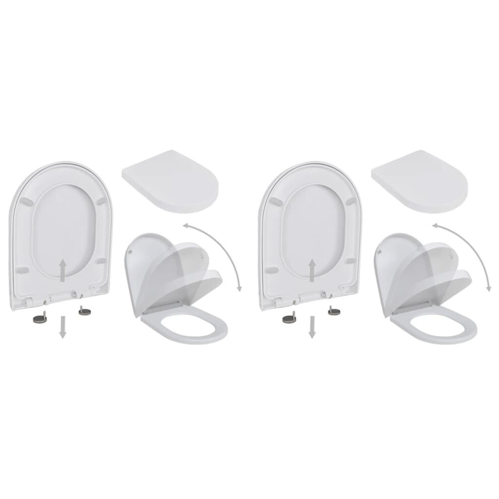 vidaXL 2x Toilet Seats with Soft Close Lids Plastic White Bathroom Accessory