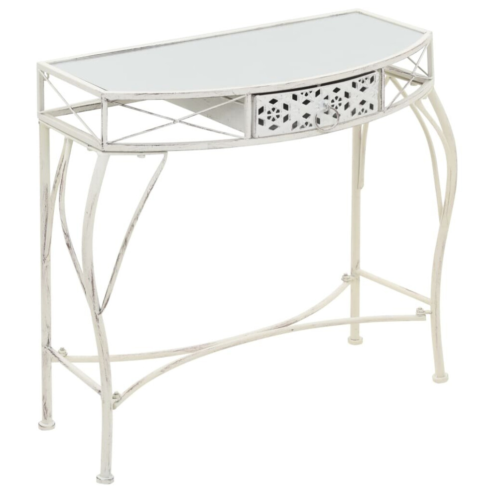 vidaXL Side Table French Style Metal 82x39x76cm White Furniture Display Stand