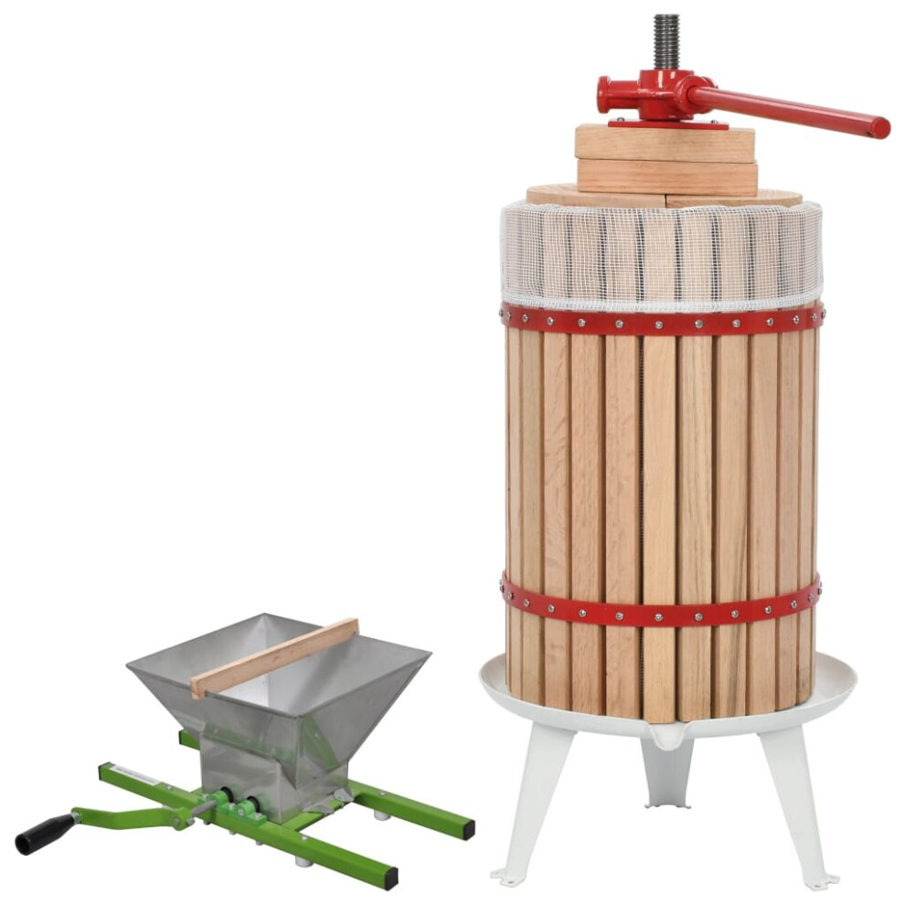 vidaXL Fruit & Wine Press and Crusher Set 2 Piece Juice Maker Cloth Bag 24L