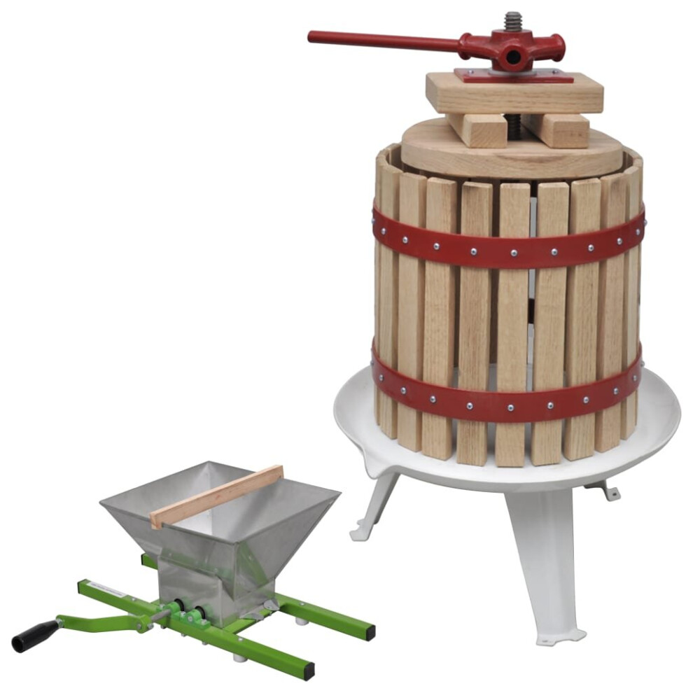 vidaXL Fruit & Wine Press and Crusher Set 2 Piece Juice Maker Cloth Bag 12L