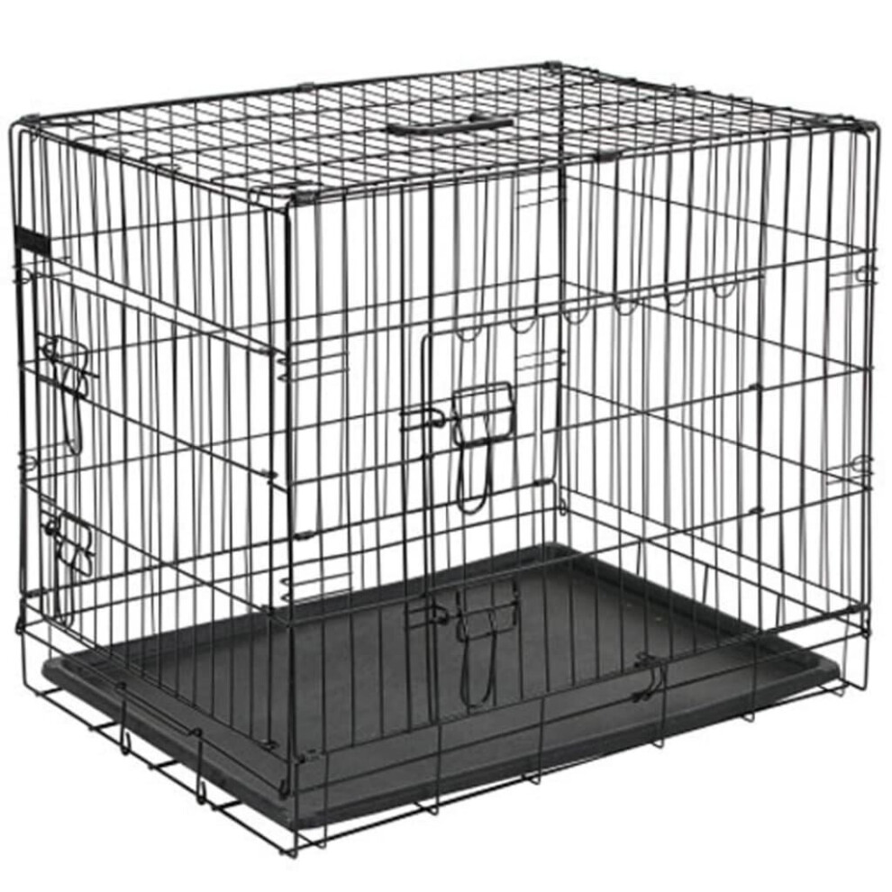 @Pet Dog Transport Crate Metal 77.5x48.5x55.5 cm Black 15002 Dog Carrier Bag