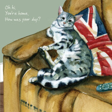 Cat You're Home? Little Dog Laughed Greeting Card Blank Inside Any Occasion