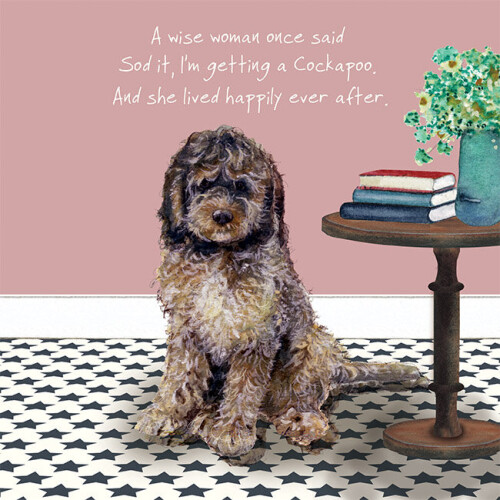 Happy Cockapoo Little Dog Laughed Greeting Card Blank Inside Any Occasion 1