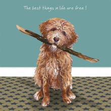 Goldendoodle & Stick Little Dog Laughed Greeting Card Blank Inside Any Occasion