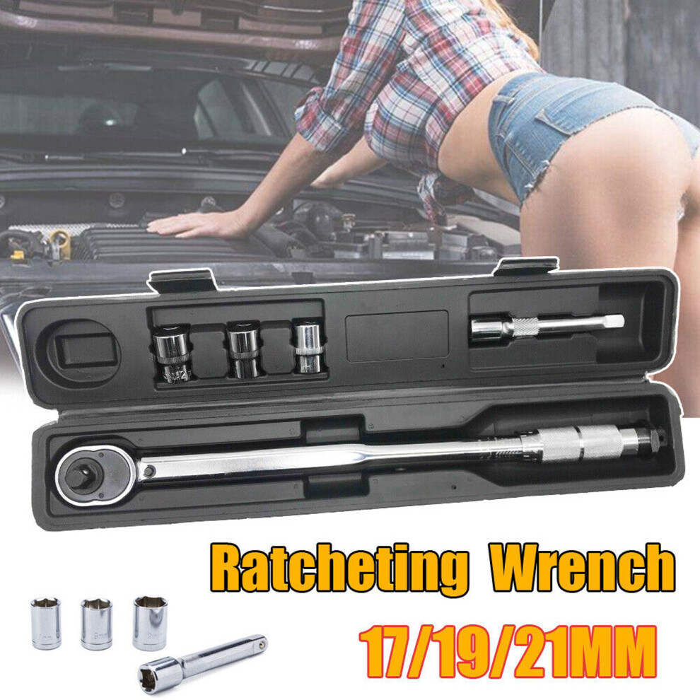 Torque Wrench 1/2in 28-210Nm Torque Wrench Car Repair Tools with 1pcs Drive Extension Bar 3pcs Drive Socket and Storage Case High Precision Spanner