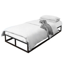 (Single, Black) Extra Strong Platform Bed Frame -  Heavy Duty Support, Easy Assembly