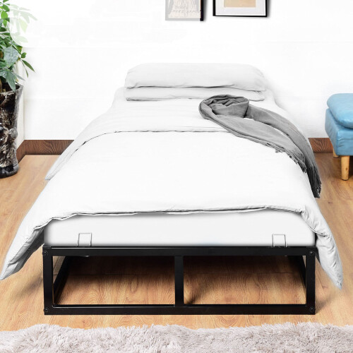 House of Home (Single, Black) Extra Strong Platform Bed Frame -  Heavy Duty Support, Easy Assembly 1
