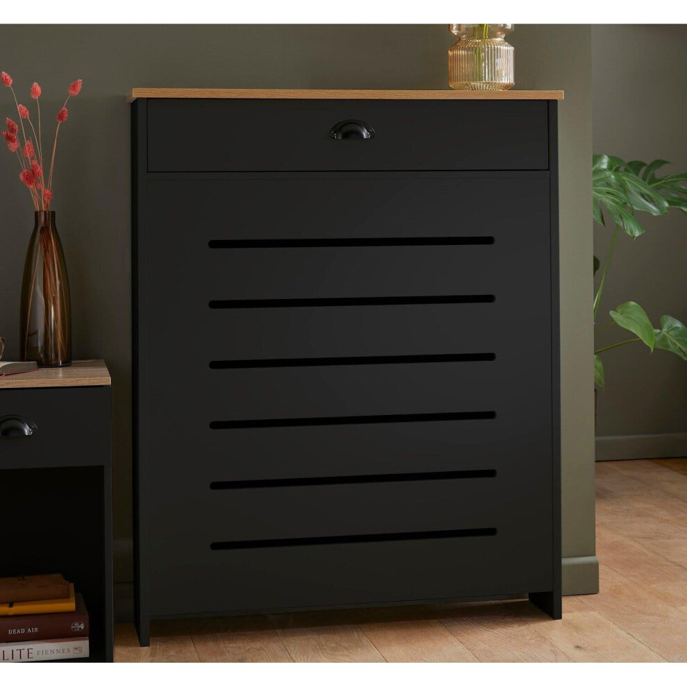 Vale Designs Storage Radiator Cover with Drawer - Black Small 955 x 780mm
