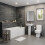 P Shaped RH Bathroom Suite Showerbath Screen 1700mm Bath Side Panel Acrylic Rail 9