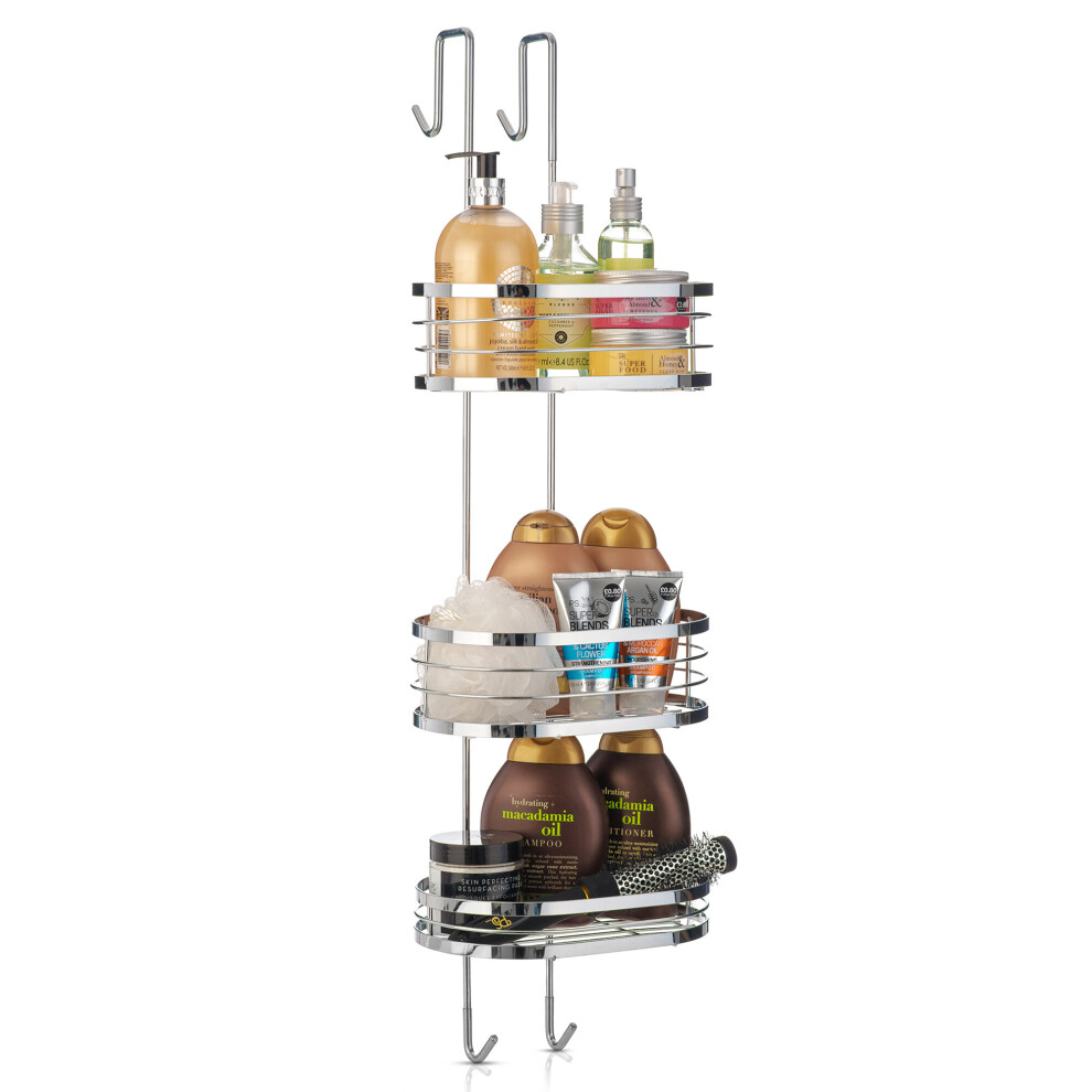 Livivo Sc1792 3-Tier Oval Chrome Hanging Shower Caddy & Bathroom Organiser