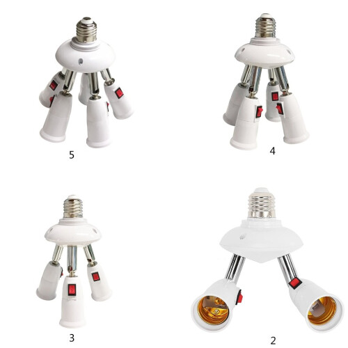 (3in1) E27 Splitter 2/3/4/5 Heads LED Bulbs Base Adjustable LED Light Holder Adapter 2