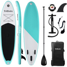 Triclicks Inflatable Stand Up Paddle Board SUP Inflatable Paddle Board 10ft Surfing Board Kit for Adults, Premium Surfboard Complete Kit