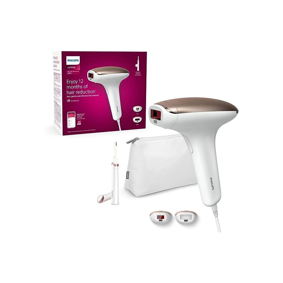 Philips Lumea IPL Hair Removal Advance - Hair Removal Device with Satin Compact Pen Trimmer, 2 Attachments for Body and Face, Corded Use