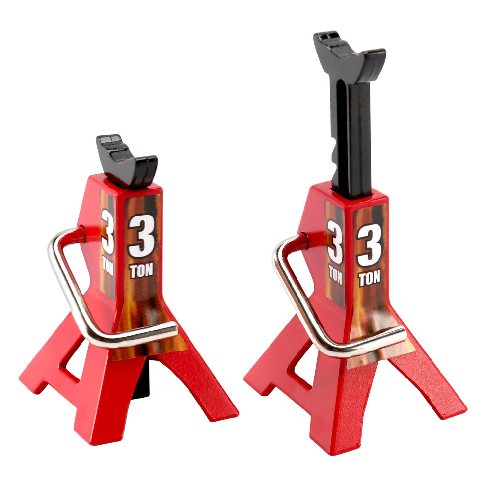 2PCS Metal 3 Ton Simulated Jack Height Adjustable Repair Bracket Scene Tool Lifting Jack for 1/10 TRX4 D90 CC01 RC Climbing Car Red