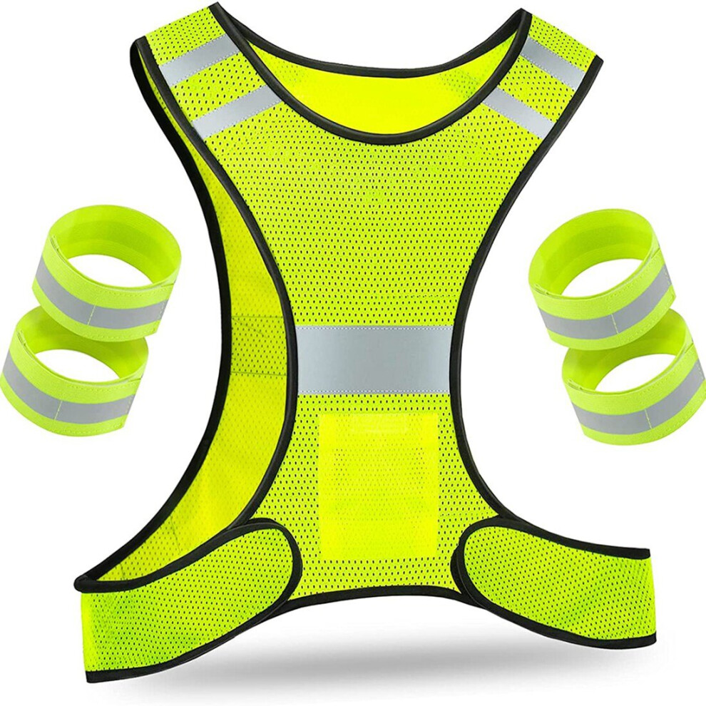 Reflector Vest - High Visibility Bicycle Vest with Adjustable Fastener and 4 Reflector Jogging-image-OPC-PC96R9T-NEW