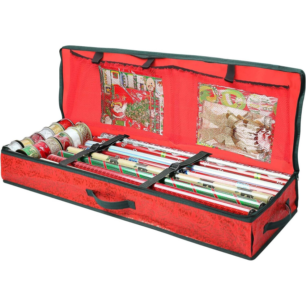 Summerlee Christmas Premium Wrapping Storage Bag Organiser Case with Secure Straps Zip Closing and Carry Handles For Xmas Paper Ribbon Tape