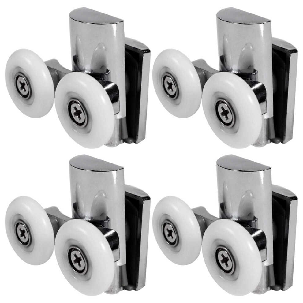 4Pcs Shower Door Wheels 23mm Shower Door Rollers Heavy Duty Zinc Alloy Dual Wheel for Both Flat Sliding Shower Doors