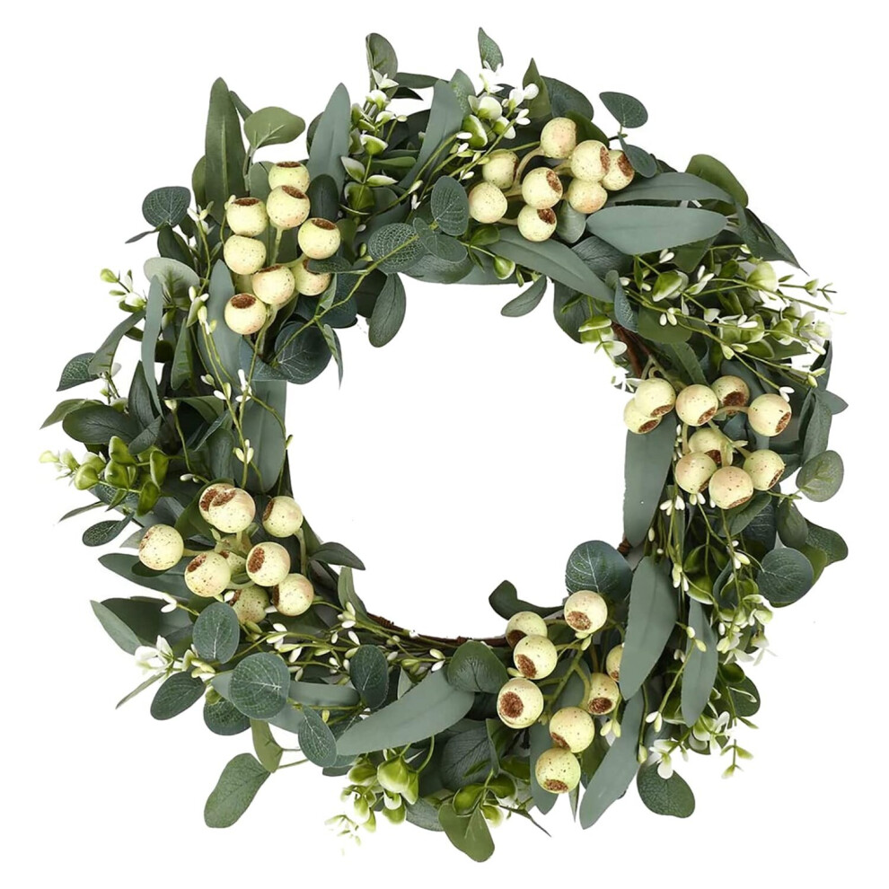 20 Inch Wreaths for Front Door, Green Eucalyptus Wreath for Spring Wreaths for Front Door, Wreath with Wildflowers