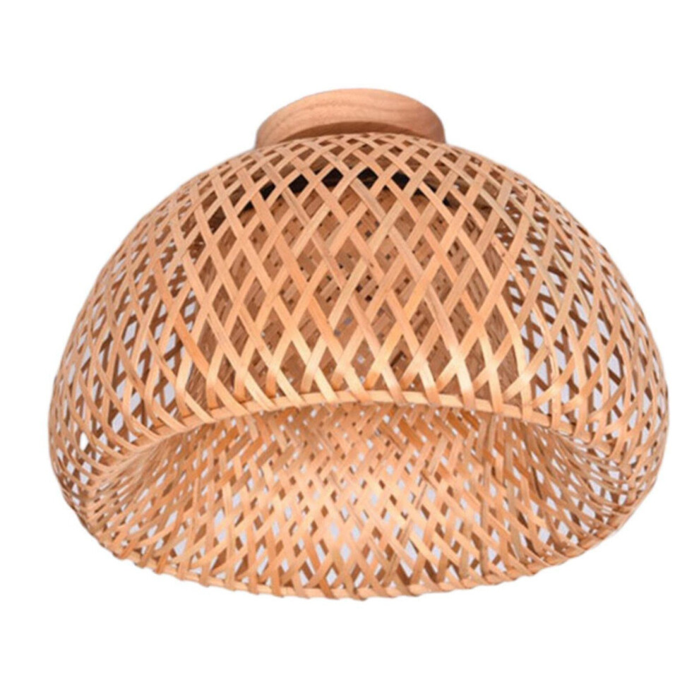 Bamboo Wicker Rattan Light Fixture Flush Mount Hanging Ceiling Lamp for Living Room Bedroom Dining Room,30X18cm