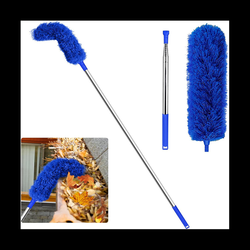 Gutter Cleaning Brush Roofing Tool with Telescopic Extendable Pole 8.2Ft Guard Cleaner Tool Easy Remove Leave, blue